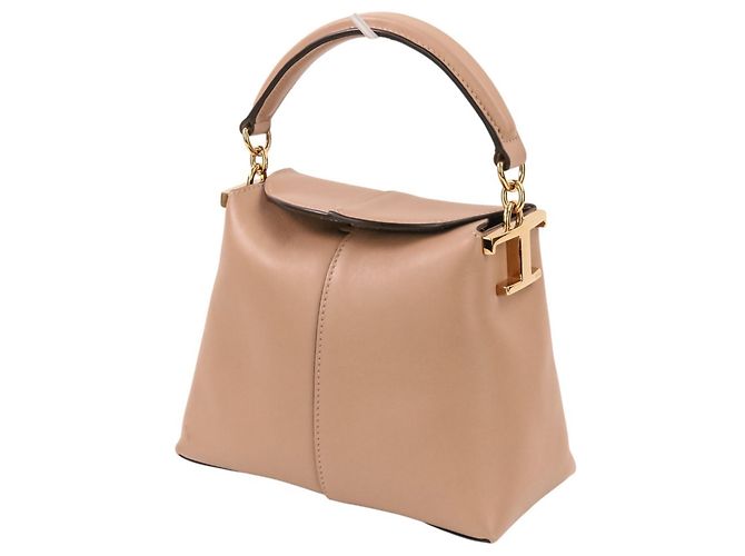 Borsa a mano in pelle 2-Way TOD'S Micro T-Case T-Timeless Nero Beige - vista 7