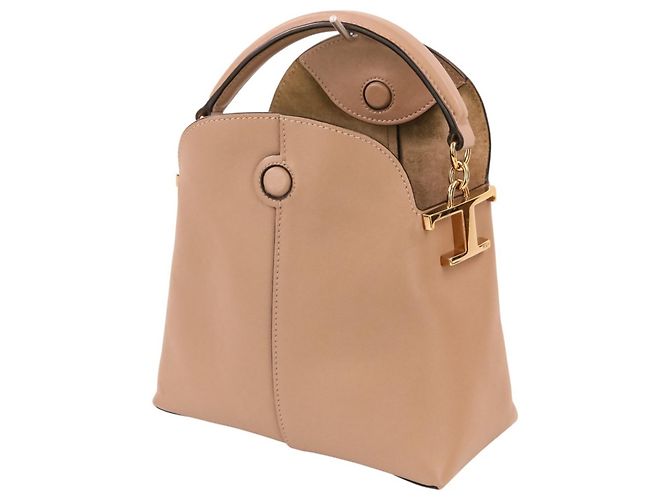 Borsa a mano in pelle 2-Way TOD'S Micro T-Case T-Timeless Nero Beige - vista 8