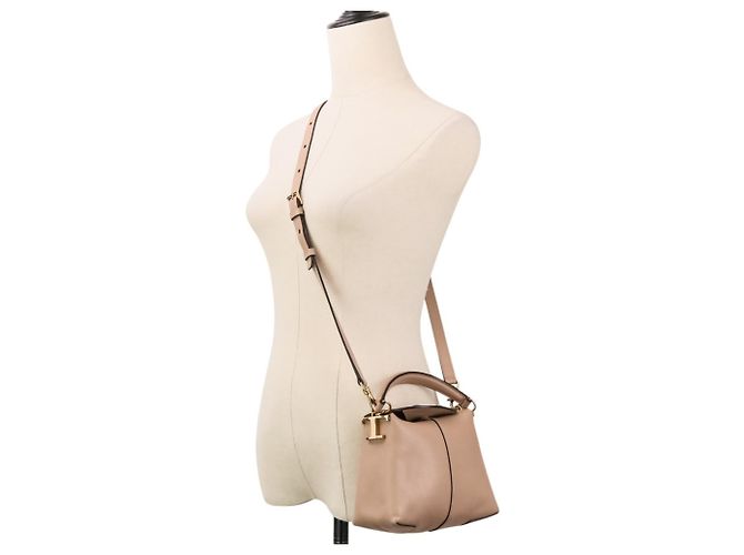 Borsa a mano in pelle 2-Way TOD'S Micro T-Case T-Timeless Nero Beige - vista 9