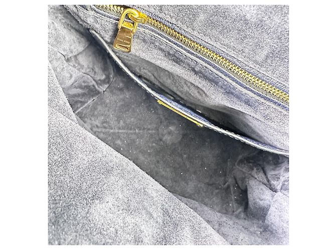 Borsa Tote 2-Way Miu Miu MIU Madras in pelle x denim Blu navy - vista 11
