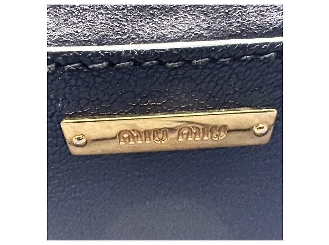 Borsa Tote 2-Way Miu Miu MIU Madras in pelle x denim Blu navy - vista 13