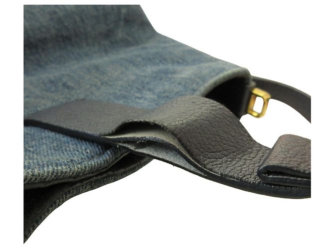 Borsa Tote 2-Way Miu Miu MIU Madras in pelle x denim Blu navy - vista 18
