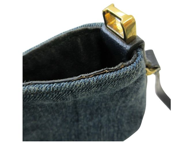 Borsa Tote 2-Way Miu Miu MIU Madras in pelle x denim Blu navy - vista 20