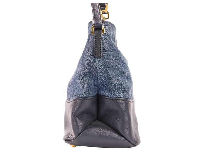 Borsa Tote 2-Way Miu Miu MIU Madras in pelle x denim Blu navy - vista 5