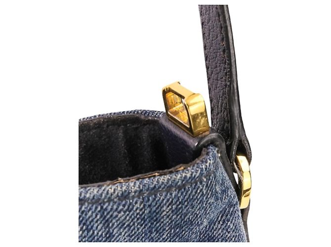 Borsa Tote 2-Way Miu Miu MIU Madras in pelle x denim Blu navy - vista 9