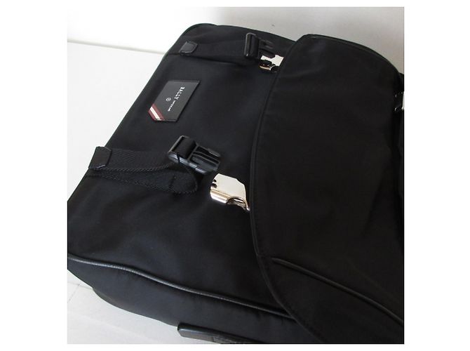 Bolsa de Ombro com Aba BALLY Fabro em Nylon Marrom Preto - vista 11