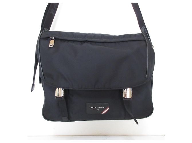 Bolsa de Ombro com Aba BALLY Fabro em Nylon Marrom Preto - vista 2