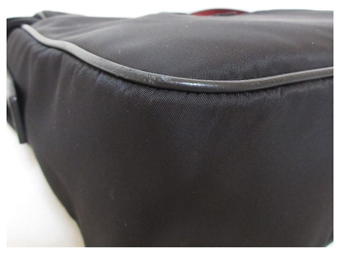 Bolsa de Ombro com Aba BALLY Fabro em Nylon Marrom Preto - vista 8