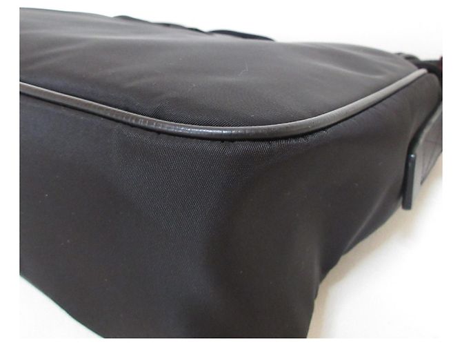 Bolsa de Ombro com Aba BALLY Fabro em Nylon Marrom Preto - vista 9