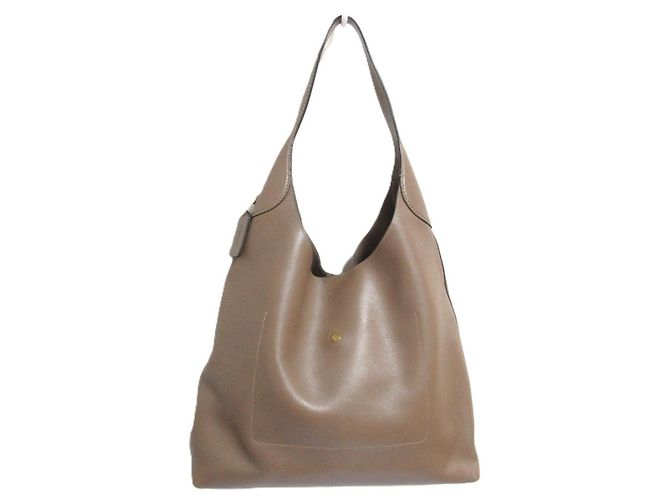 Bolsa de Ombro COACH Brooklyn em Couro Grão Marrom - vista 2
