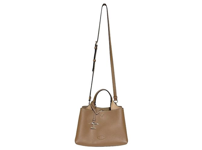 Borsa a mano Tod's T-Timeless Micro in pelle Marrone Beige - vista 3