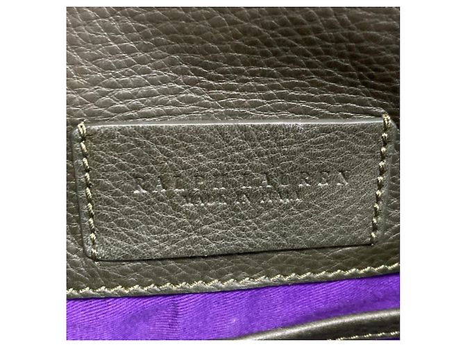 Borsa a tracolla in pelle verde scuro Ralph Lauren - vista 11