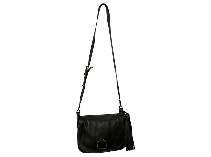 Borsa a tracolla in pelle verde scuro Ralph Lauren - vista 3