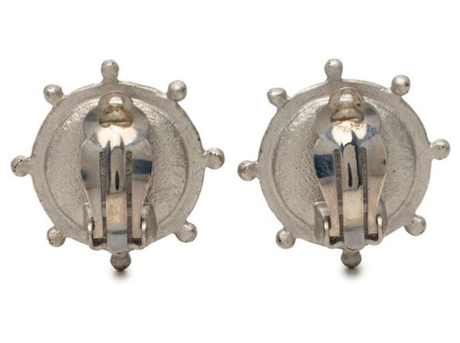 Pendientes de clip Chanel Coco Mark Plata Verde - vista 2