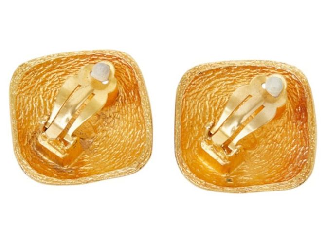 Chanel Coco Mark Vintage Quadratische Clip-Ohrringe Golden - Ansicht 2
