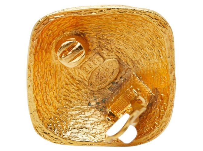 Chanel Coco Mark Vintage Quadratische Clip-Ohrringe Golden - Ansicht 3