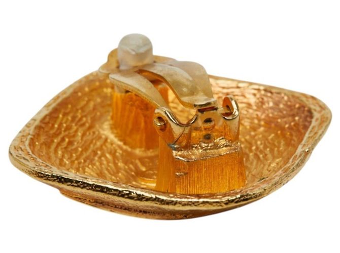 Chanel Coco Mark Vintage Quadratische Clip-Ohrringe Golden - Ansicht 4