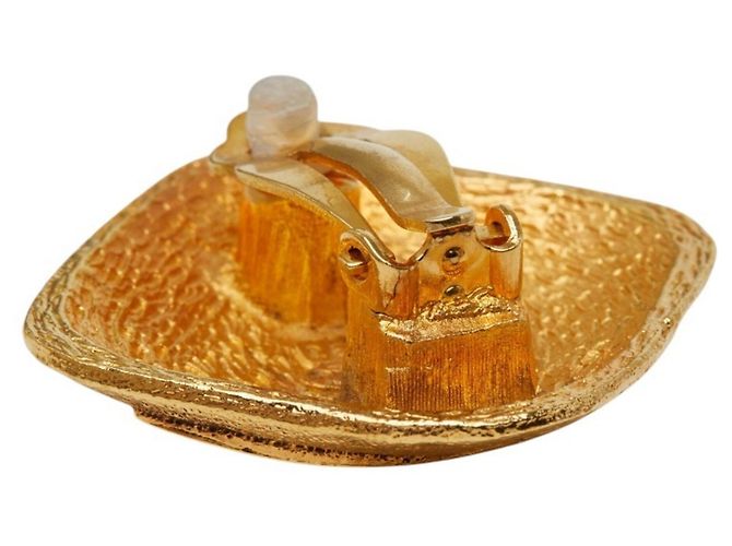 Chanel Coco Mark Vintage Quadratische Clip-Ohrringe Golden - Ansicht 5