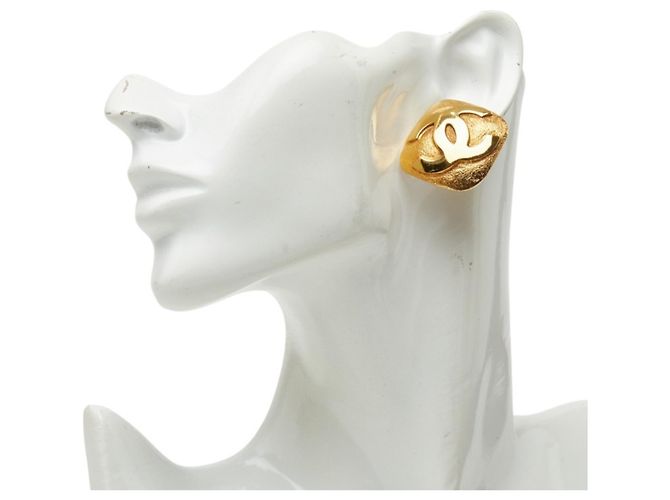 Chanel Coco Mark Vintage Quadratische Clip-Ohrringe Golden - Ansicht 6