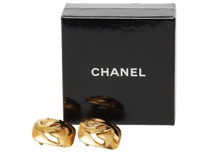 Chanel Coco Mark Vintage Quadratische Clip-Ohrringe Golden - Ansicht 7