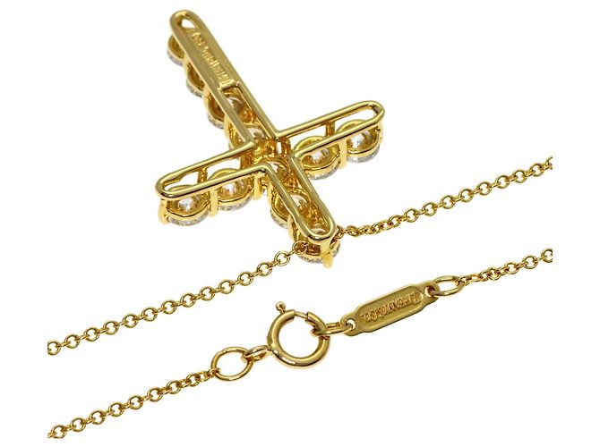 Autre Marque Collana Croce Large Tiffany & Co. con Diamanti in Oro Giallo 18K - vista 2