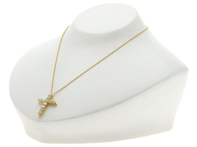 Autre Marque Collana Croce Large Tiffany & Co. con Diamanti in Oro Giallo 18K - vista 5