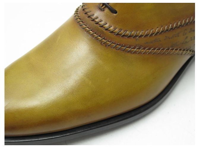 SCARPE BERLUTI RICHELIEU RAPIECE SCRITTO NUOVE 10.5 44.5 PELLE ICE GOLD Marrone - vista 11