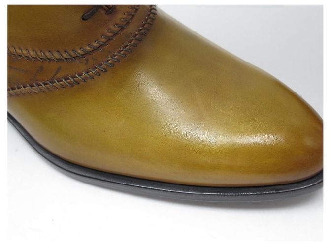 SCARPE BERLUTI RICHELIEU RAPIECE SCRITTO NUOVE 10.5 44.5 PELLE ICE GOLD Marrone - vista 12