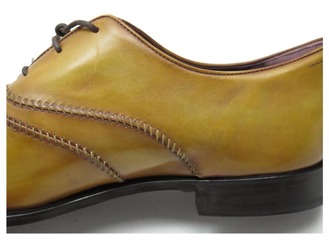 SCARPE BERLUTI RICHELIEU RAPIECE SCRITTO NUOVE 10.5 44.5 PELLE ICE GOLD Marrone - vista 13