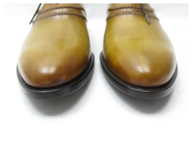 SCARPE BERLUTI RICHELIEU RAPIECE SCRITTO NUOVE 10.5 44.5 PELLE ICE GOLD Marrone - vista 4