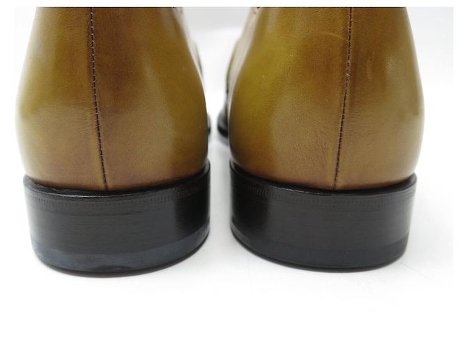 SCARPE BERLUTI RICHELIEU RAPIECE SCRITTO NUOVE 10.5 44.5 PELLE ICE GOLD Marrone - vista 5