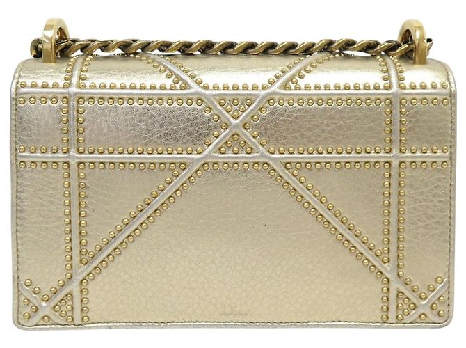 Christian Dior NUOVA BORSA A MANO DIOR DIORAMA SMALL PELLE GRANA DORATA CON TRACOLLA D'oro - vista 2
