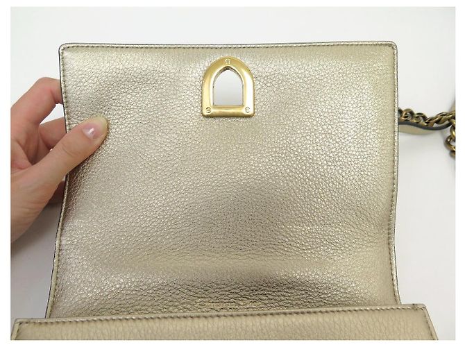 Christian Dior NUOVA BORSA A MANO DIOR DIORAMA SMALL PELLE GRANA DORATA CON TRACOLLA D'oro - vista 7