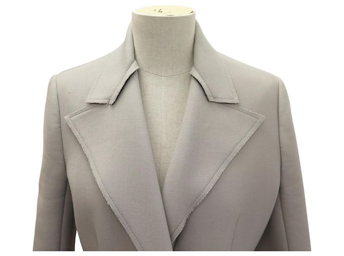 LANVIN LANGMANTEL TAILLIERT ROHE KANTEN 36 S SYNTHETIK GRAU - Ansicht 2