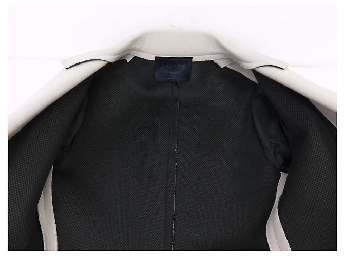 LANVIN LANGMANTEL TAILLIERT ROHE KANTEN 36 S SYNTHETIK GRAU - Ansicht 4