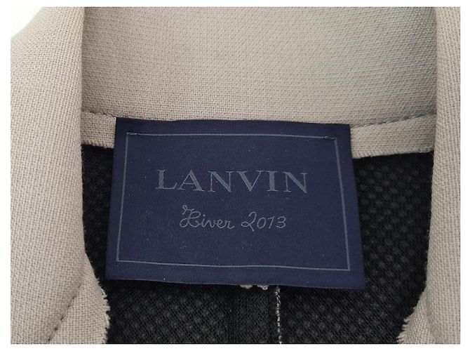 LANVIN LANGMANTEL TAILLIERT ROHE KANTEN 36 S SYNTHETIK GRAU - Ansicht 5