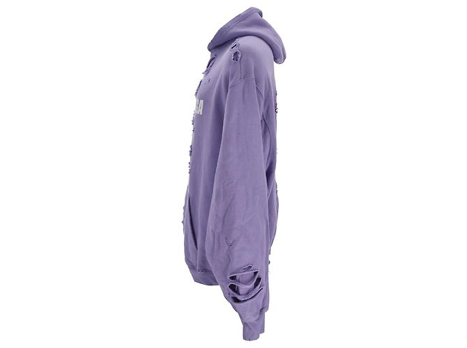 Everyday Felpa con cappuccio Balenciaga Caps Destroyed Oversize Fit in cotone viola Porpora - vista 2