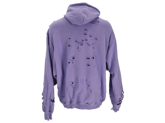 Everyday Felpa con cappuccio Balenciaga Caps Destroyed Oversize Fit in cotone viola Porpora - vista 3