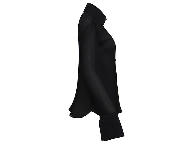 Dolce & Gabbana Blusa trasparente a maniche lunghe con colletto Dolce and Gabbana in viscosa nera Nero - vista 3