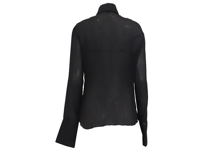 Dolce & Gabbana Blusa trasparente a maniche lunghe con colletto Dolce and Gabbana in viscosa nera Nero - vista 4