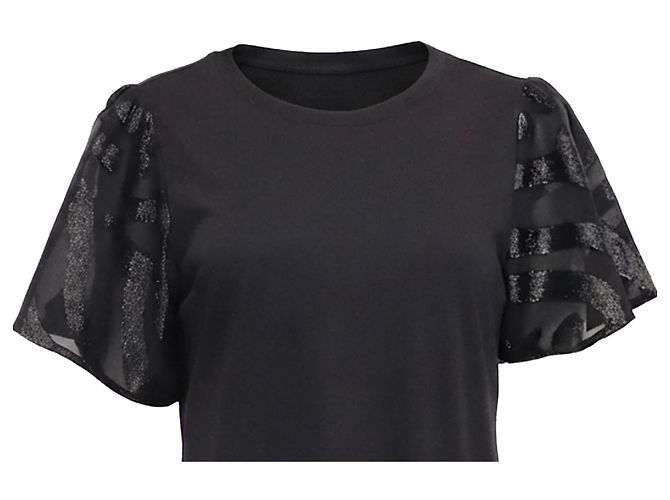 Blusa de mangas acampanadas Michael Kors en algodón negro - vista 2