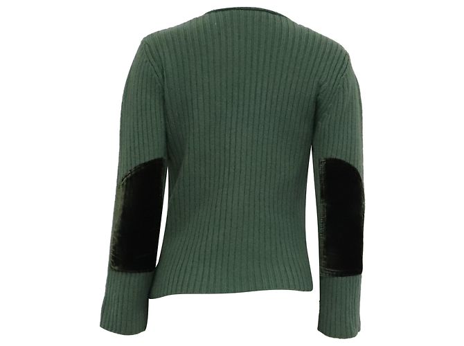 Theory Strickpullover mit eckigem Ausschnitt und langen Ärmeln aus grüner Wolle Olivgrün - Ansicht 4