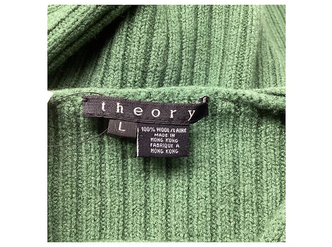 Theory Strickpullover mit eckigem Ausschnitt und langen Ärmeln aus grüner Wolle Olivgrün - Ansicht 6
