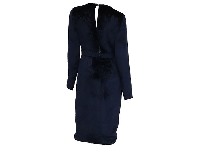 Vestido efecto cruzado Gucci con estampado de leopardo en terciopelo azul marino - vista 4