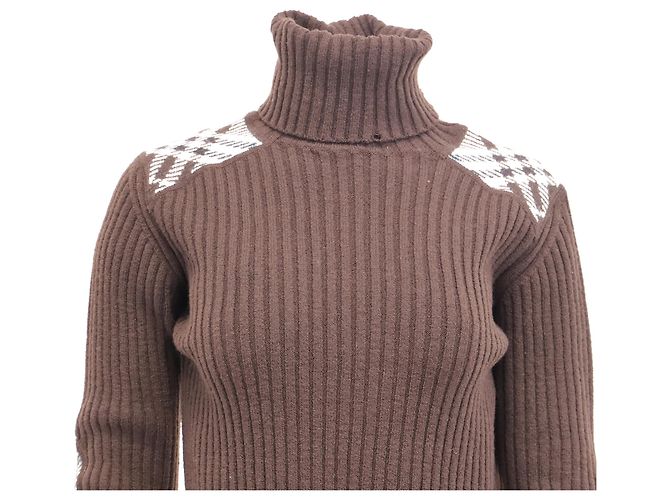 Burberry Rollkragenpullover mit Karomuster aus schwarzer Merinowolle - Ansicht 2