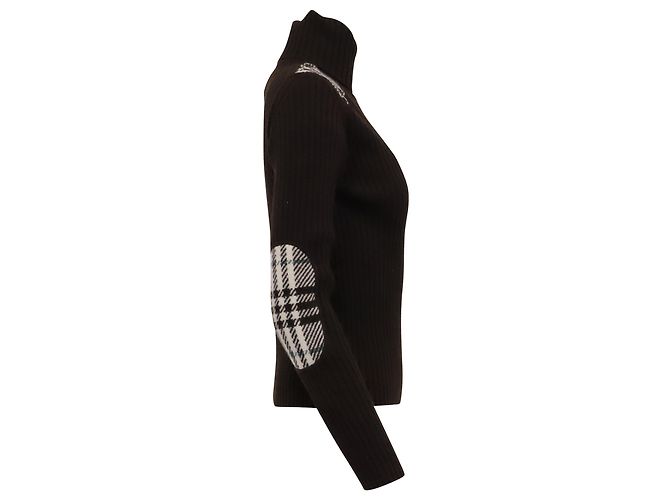 Burberry Rollkragenpullover mit Karomuster aus schwarzer Merinowolle - Ansicht 3
