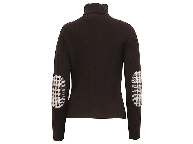 Burberry Rollkragenpullover mit Karomuster aus schwarzer Merinowolle - Ansicht 4