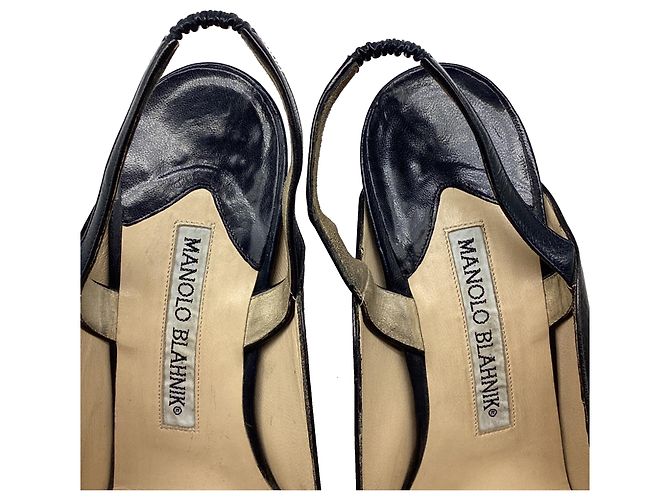 Décolleté Slingback Manolo Blahnik in pelle nera Stampa python - vista 10