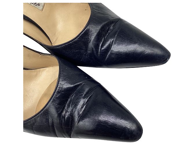 Décolleté Slingback Manolo Blahnik in pelle nera Stampa python - vista 12