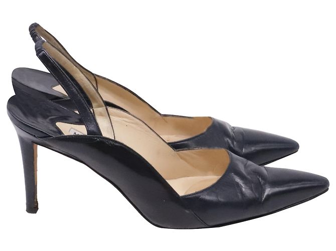 Décolleté Slingback Manolo Blahnik in pelle nera Stampa python - vista 4